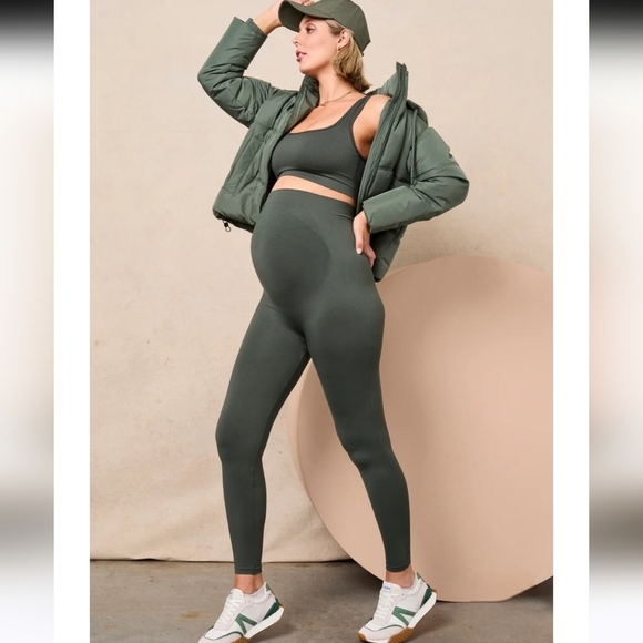 BLANQI Pants - BLANQI Olive Green Maternity Leggings